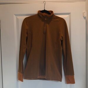 Orvis Women Brown-Orange Athletic 1/4 Zip Slim Fit Jacket, Size M